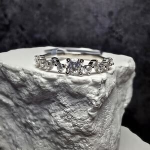 0.68 CTW Moissanite Contour Cluster Ring in 925 Sterling Silver | Size 8